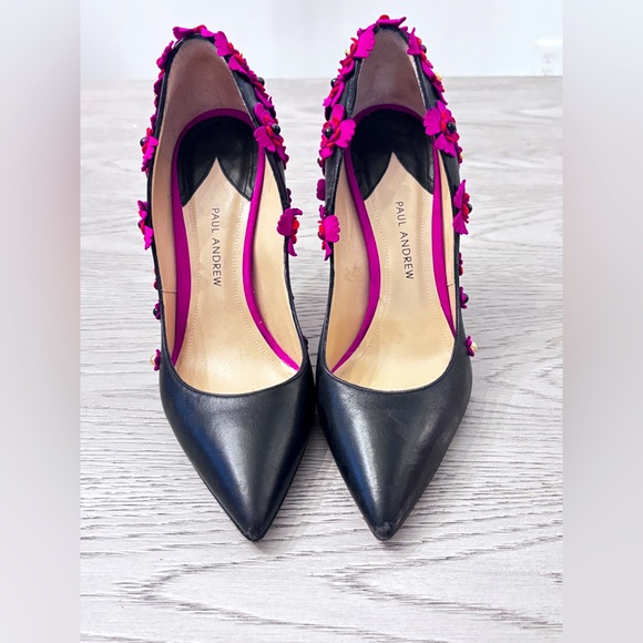 Paul Andrews’s Ordos Floral Pump In Black & Pink Size 7 - Picture 4 of 8